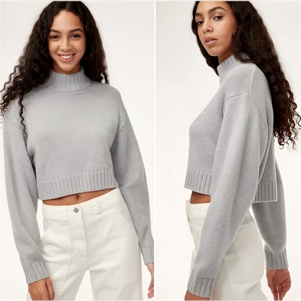 Aritzia Wilfred Free Womens Harper Knit 100% Merino Wool Turtleneck Crop Sweater - Picture 6 of 6